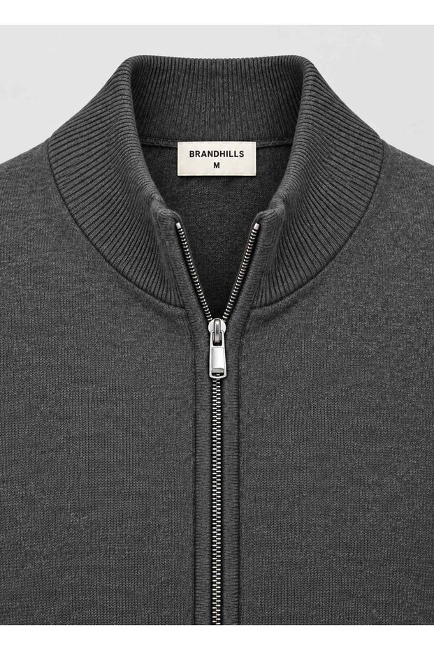 Anthracite Color Men's Full Zip Cardigan