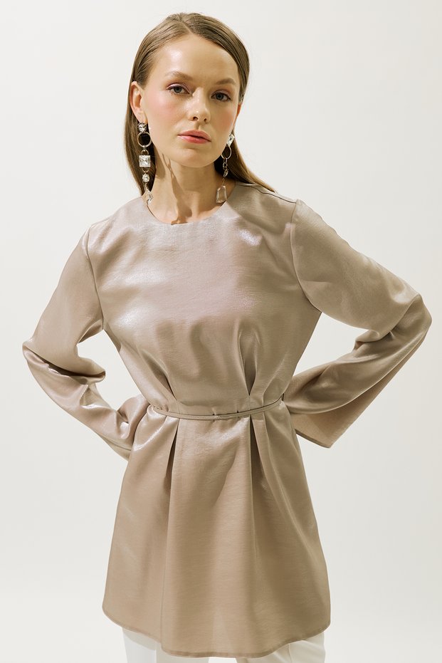 Hana Organza Bluz Mink