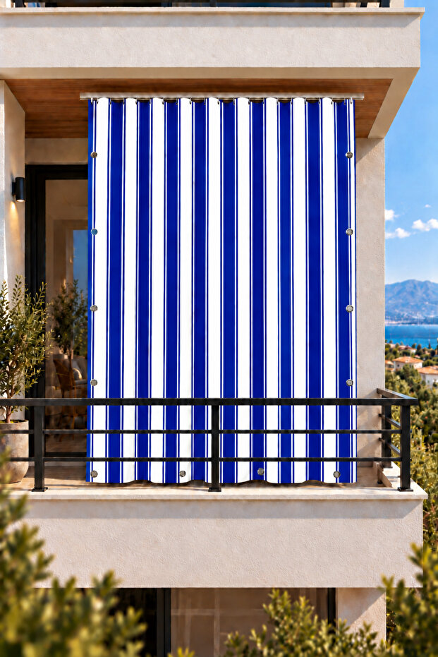 Balcony Curtain Enxboy Optional Eyelet Balcony Tarpaulin Blue White Ty901