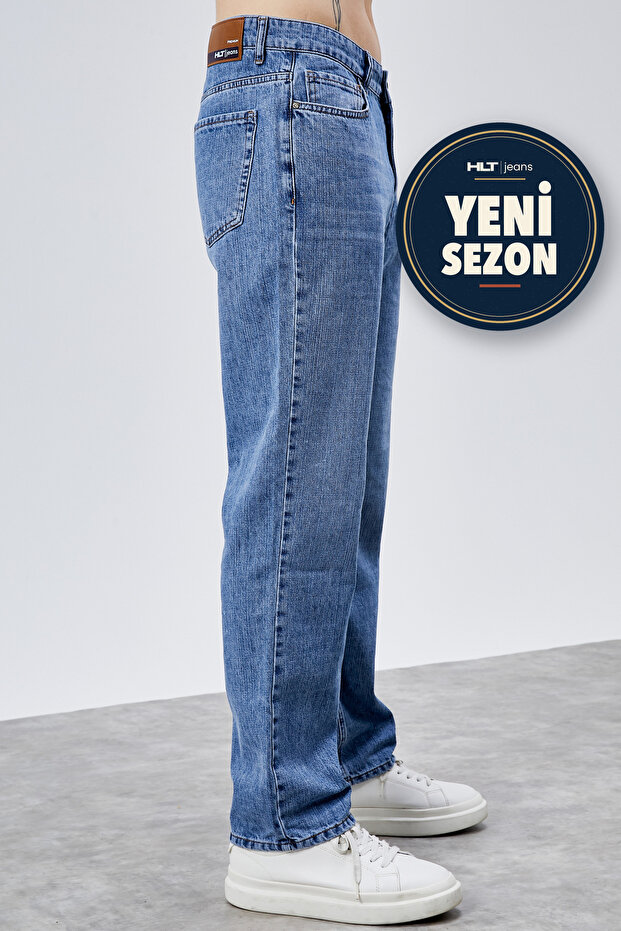 Men's Light Blue Washed Straight/Baggy Fit 100% Cotton Jean Denim Trousers Chris