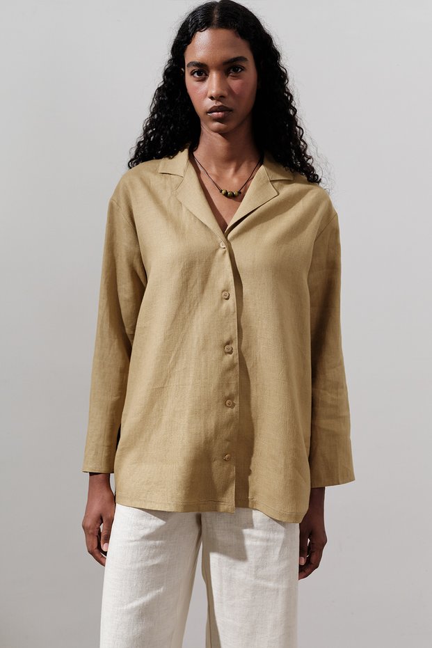 Linen Shirt with Wide Sleeves