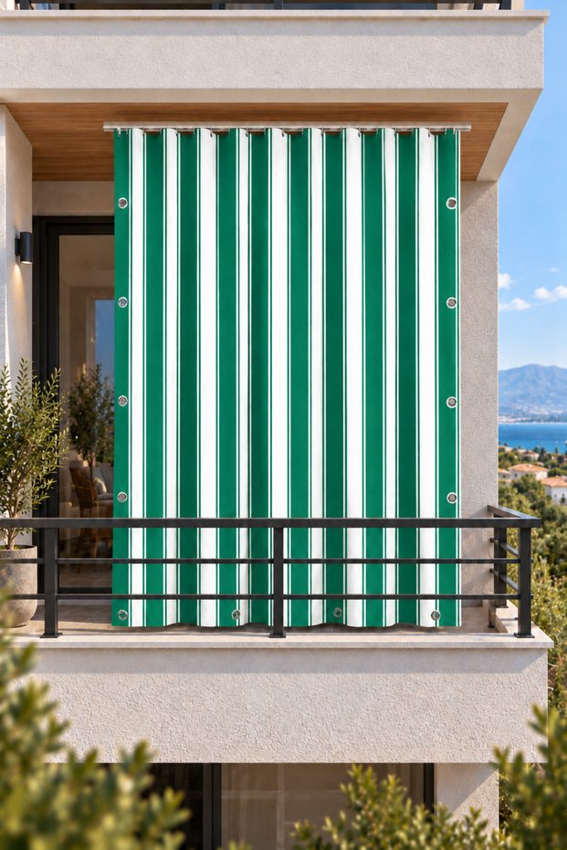 Balcony Curtain Enxboy Optional Eyelet Balcony Tarpaulin Green White Ty901-2