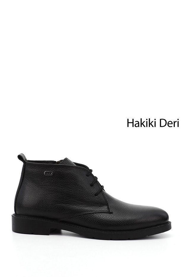 Men's Black Zippered Genuine Leather Classic Boots