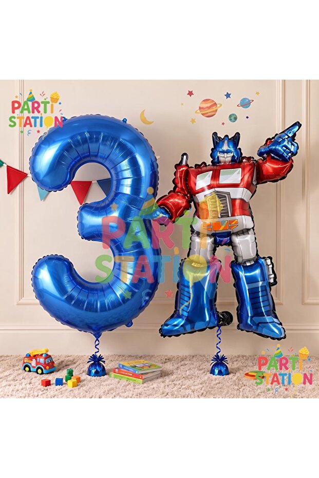 Transformers Optimus Prime 3 Years Birthday Balloon Set Foil Number Balloon
