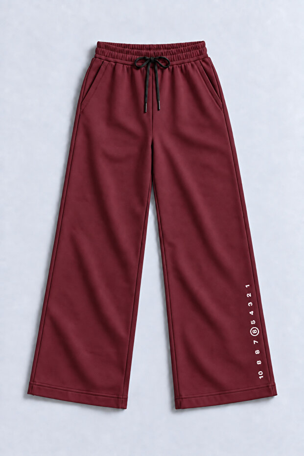 Boys' Black Lace-Up Wide-Leg Sweatpants with Number Print on the Cuffs