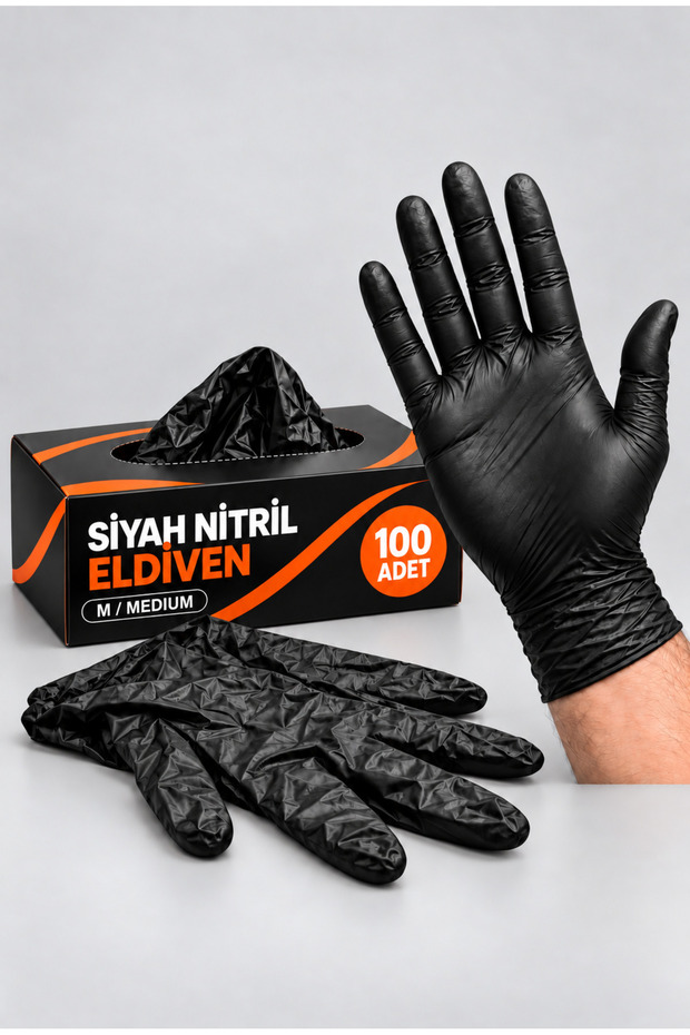 100 Pcs Black Medium Medium Size Nitrile Hamburger Restaurant Eating Multi-Purpose Gloves