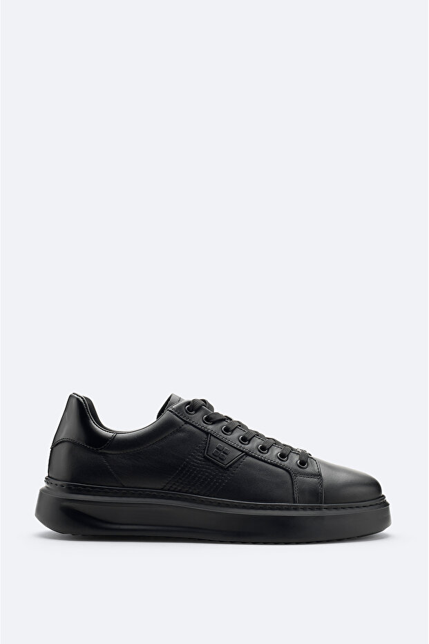 Men's Black 100% Leather Flexible Sole Lightweight Casual Shoes A52Y8016