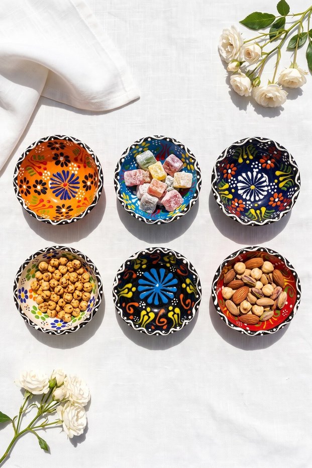 Chinese 6-Piece Ceramic Handmade Bowl Set (Snack Bowl, Sauce Bowl)