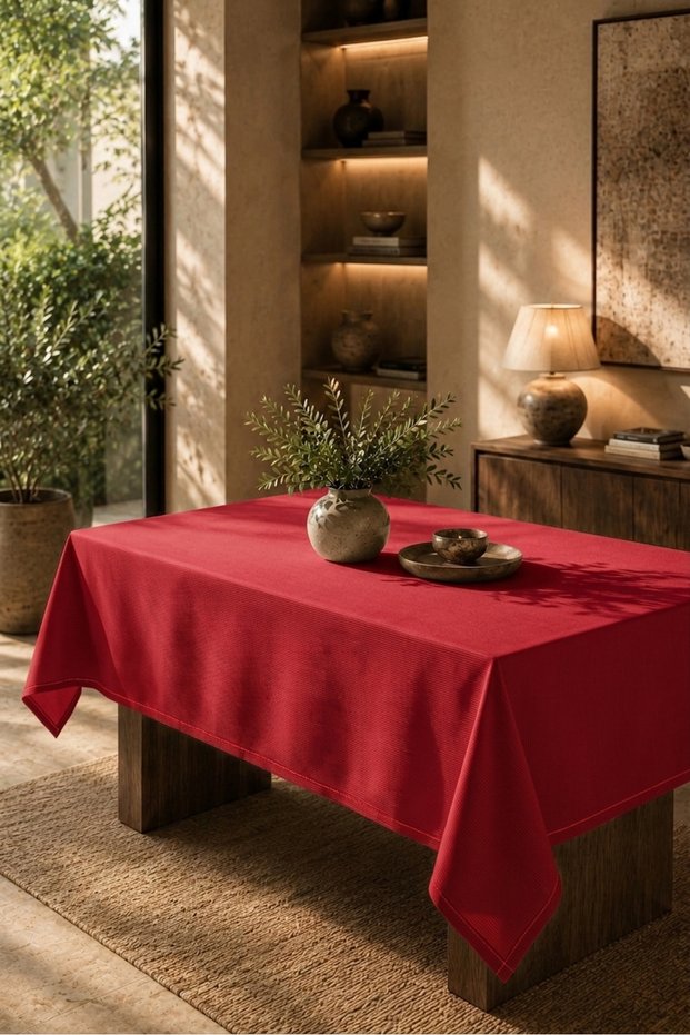 Red Tablecloth 1.30 X 1.70 Cm, New Year's Table, Christmas