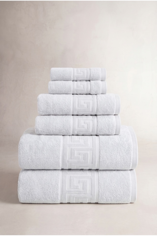 Set of 6 Greek Towels - 2 Hand Towels 50X90, 2 Bath Towels 70X140, 2 Foot Towels 50X70