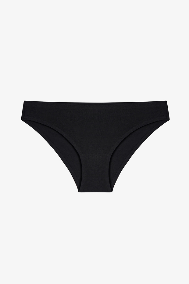 Traceless Black 24-Hour Cotton Seamless Regular Waist Slip Panties