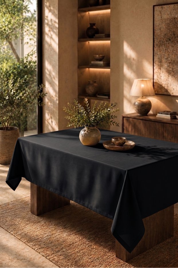 American Service, 130 X 230 Black Tablecloth