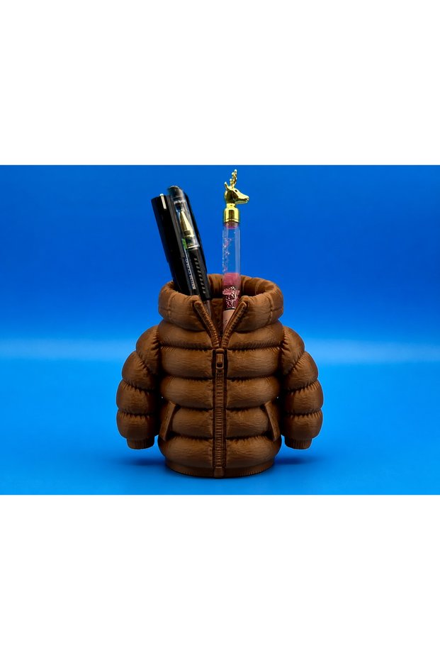 3D Printed Inflatable Coat Pen Holder - Desktop Organizer - Brown