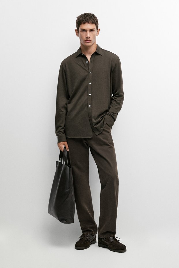 Pamuklu stretch slim fit gömlek