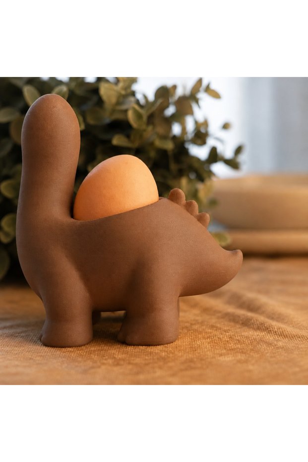 3D Printed Dinosaur Egg Cup - Cute Eggosaurus Egg Holder - Brown