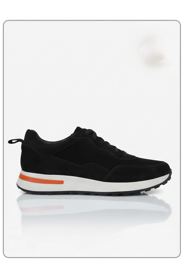 Men's Genuine Leather Black Daily Breathable Orthopedic Sneaker Shoes