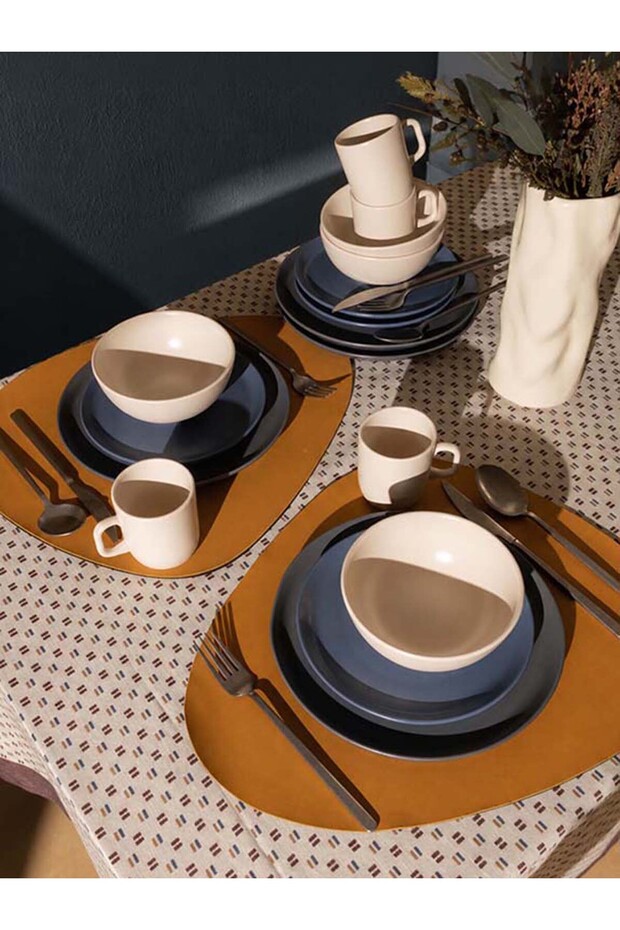 Kitchen Basic Collection 16 Parça Yemek Takımı - Krem / Mavi