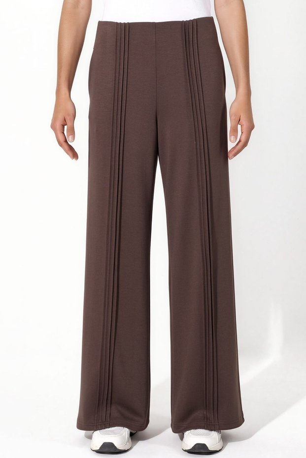 Modal Touch Rib Detailed Straight Leg Trousers