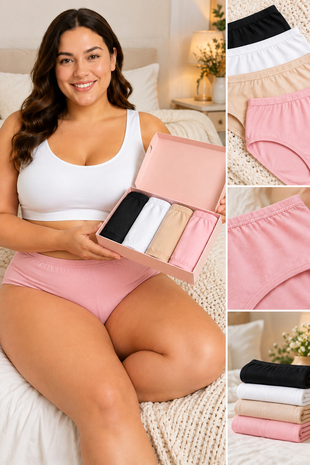100% Cotton High Waist Daily Panties 4-Pack