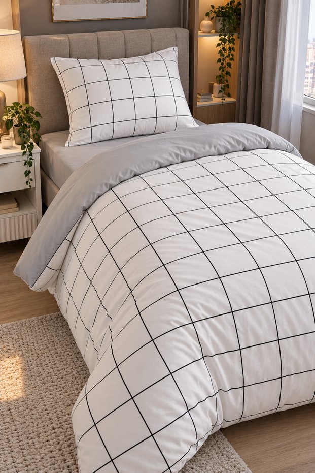 Single Size Fitted Sheet Duvet Cover Set |   Cotton