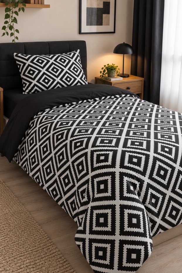 Single Size Fitted Sheet Duvet Cover Set | Cotton
