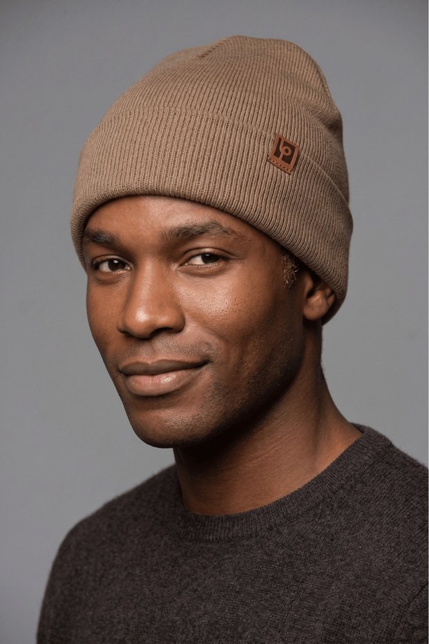 Dark Beige Unisex Basic Beanie Lp Collection Folded Dark Beige Ribbed Knit Classic Beanie