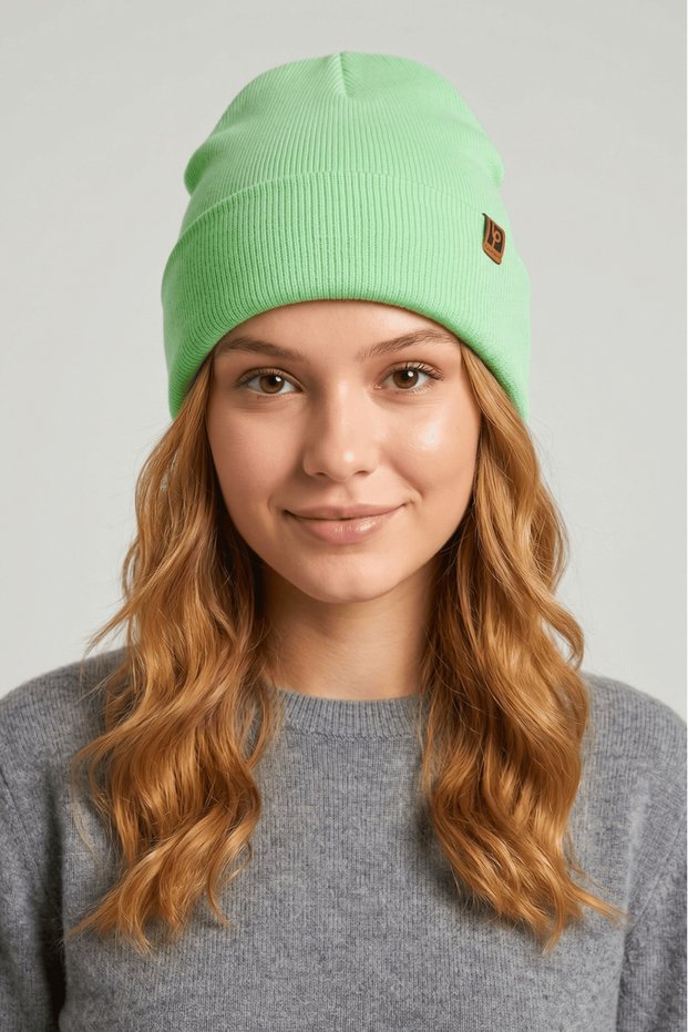 Mint Green Unisex Basic Beanie Lp Collection Folded Mint Green Ribbed Knit Classic Beanie
