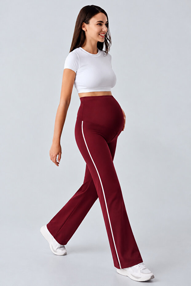 Modal Fabric Ribbed Spanish Leg High Waist Adjustable Belt Maternity Leggings