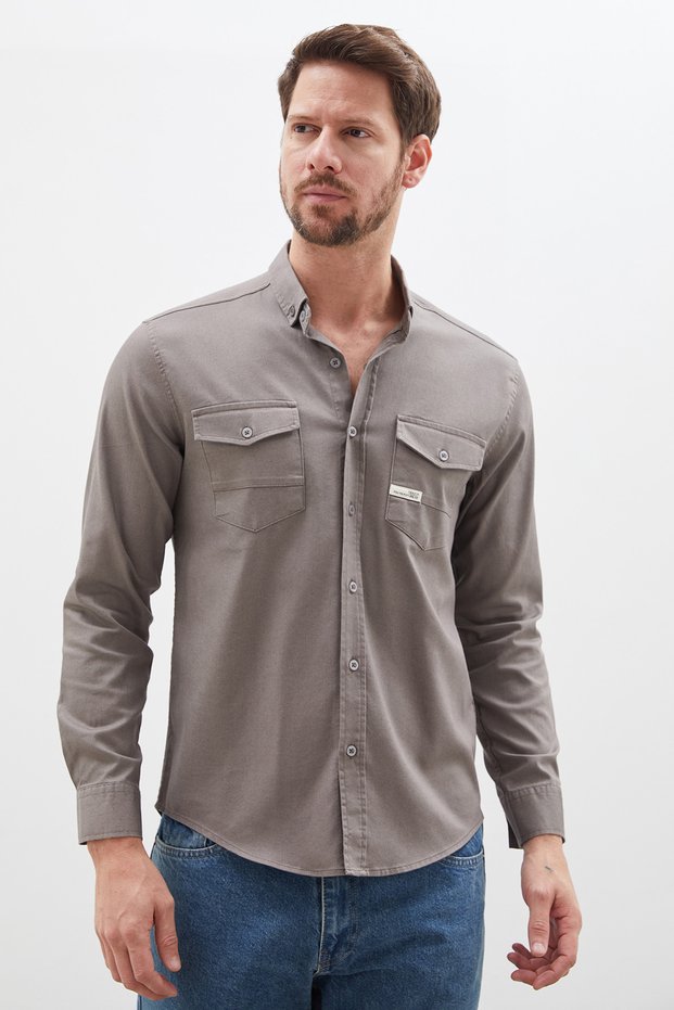 Double Pocket Regular Fit Long Sleeve Shirt