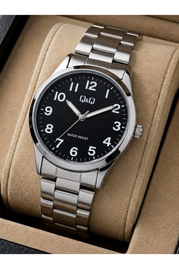 Men's Silver Metal Cord Black Dial Numeral Wrist Watch 2 Year Warranty