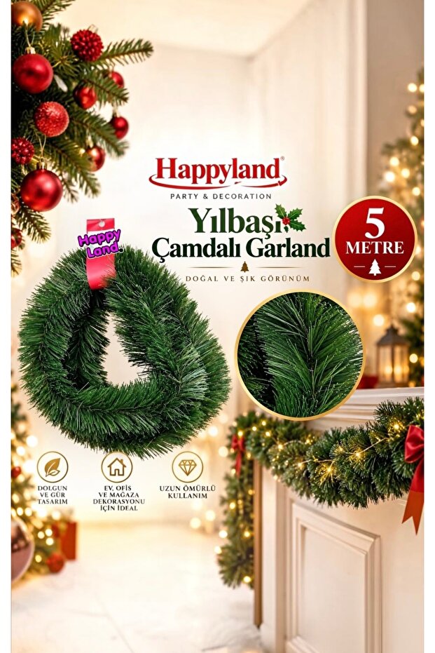 Pine Branch Garland 5 Meters Long Natural Looking Branch