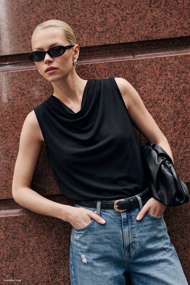 Patterned Degaje Collar Blouse - Black