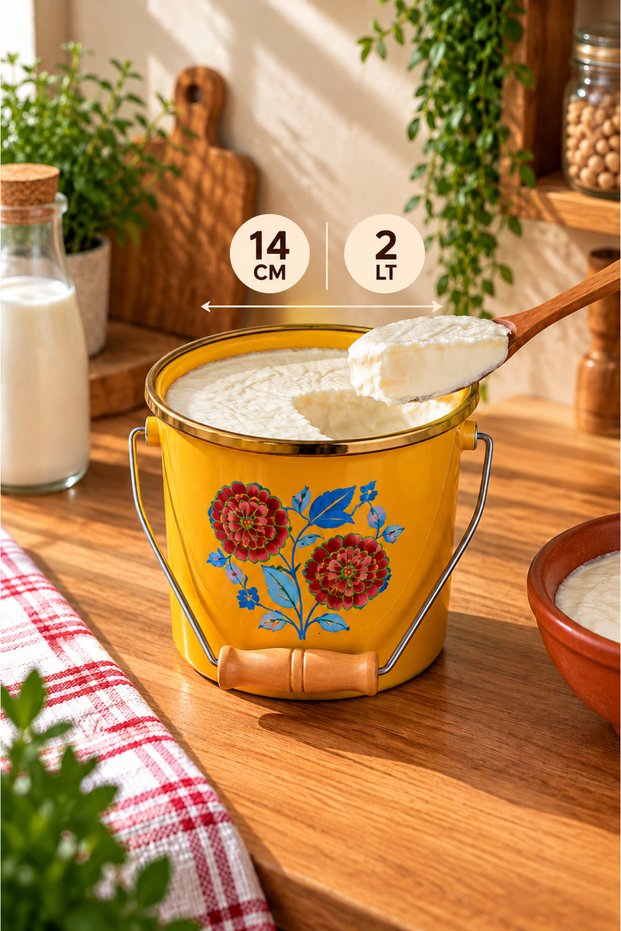 Enamel Bakraç 14 cm - Storage Container for Yogurt, Legumes, Potatoes & Onions