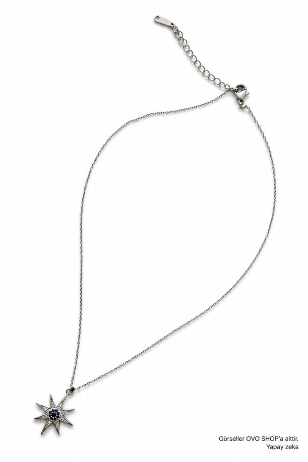 North Star Stone Silver Minimal 316L Stainless Steel Women's Necklace