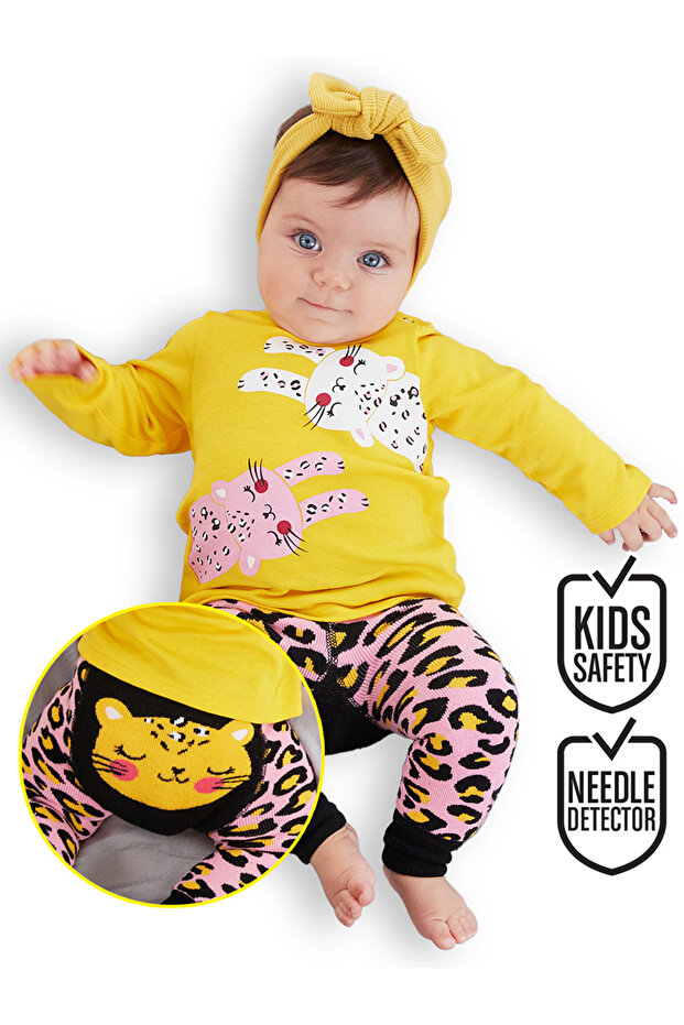 Leopard Baby Girl T-shirt Tights-Pants Set