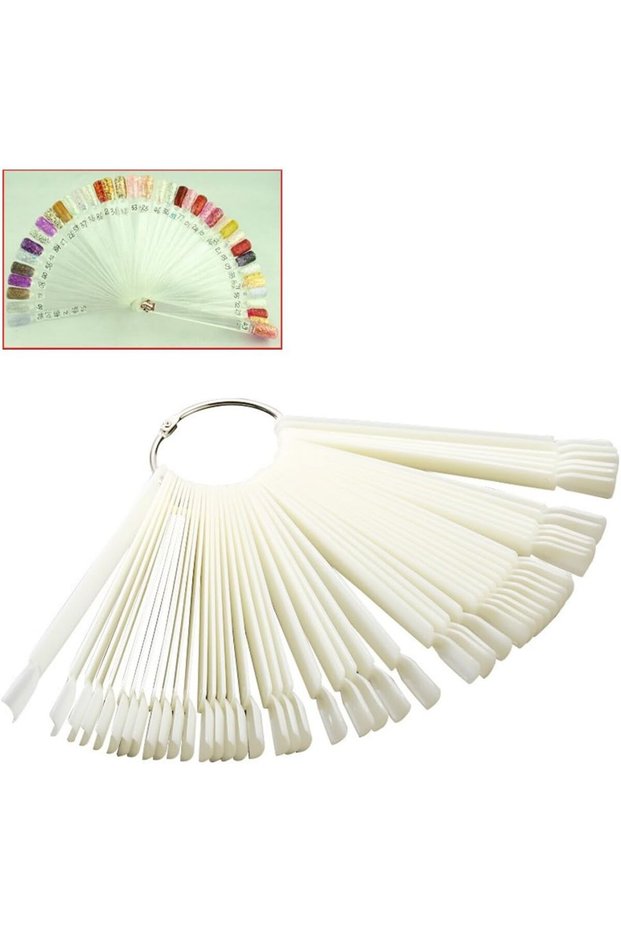 50 PCS Transparent Fan-shaped Nail art Tips Display Polish Board Display Practice Sticks Tool