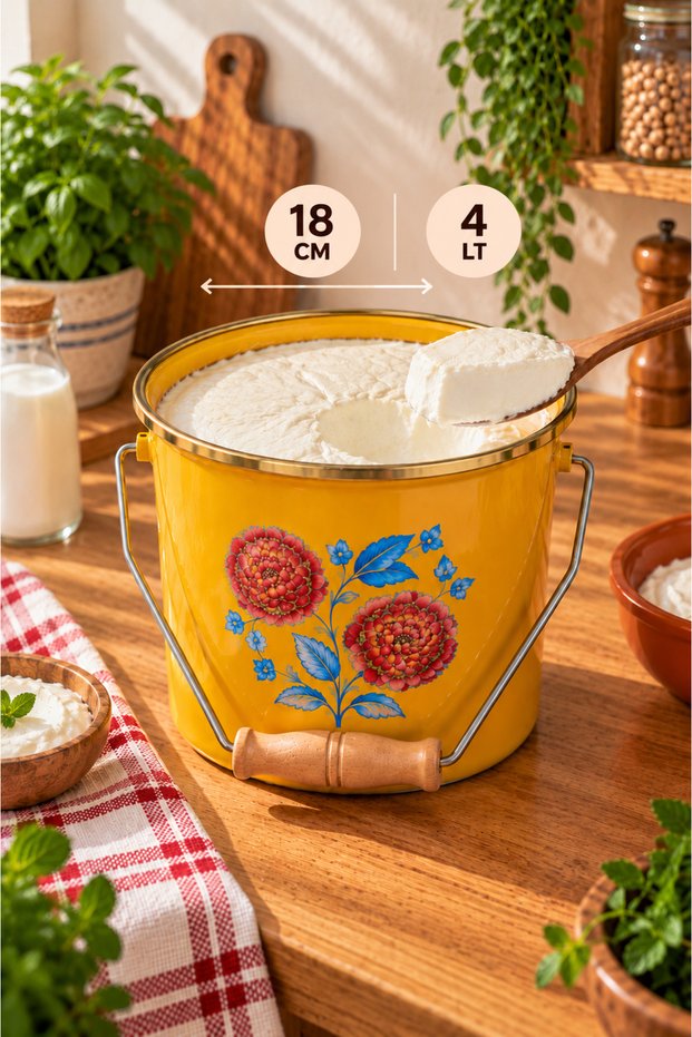 Enamel Bakraç 18 cm - Storage Container for Yogurt, Legumes, Potatoes & Onions