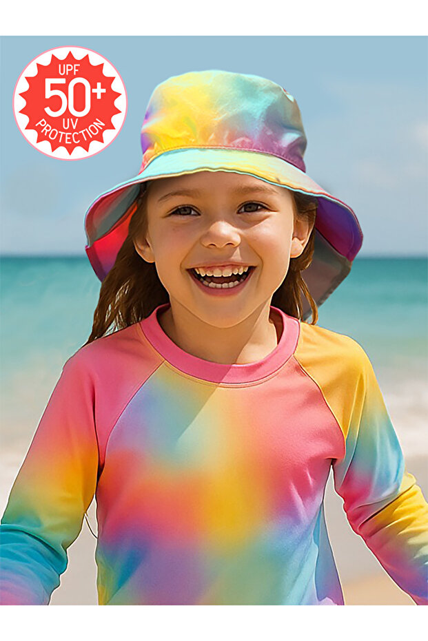 Uv Protection Tie-Dye Patterned Girl's Hat