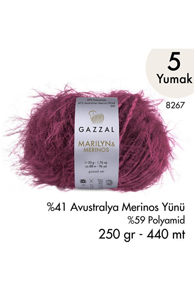 Marilyn & Merinos 8267 Hand Knitting Yarn 5 Skeins 250 Gr
