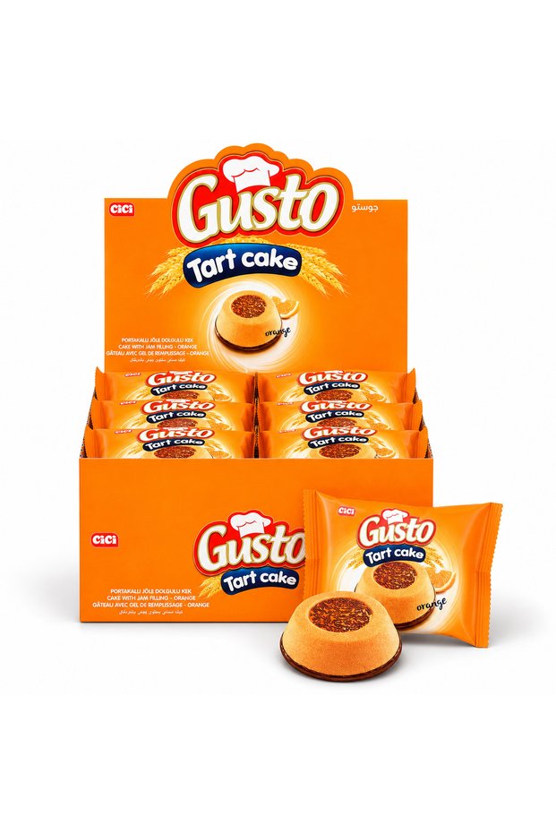 Gusto Tart Cake with Orange Jelly 45 Gr. 24 Pieces (1 Box)
