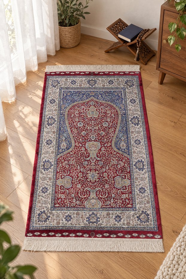 Kumkapı Series S163A Luxury Modal Silk Woven Prayer Rug