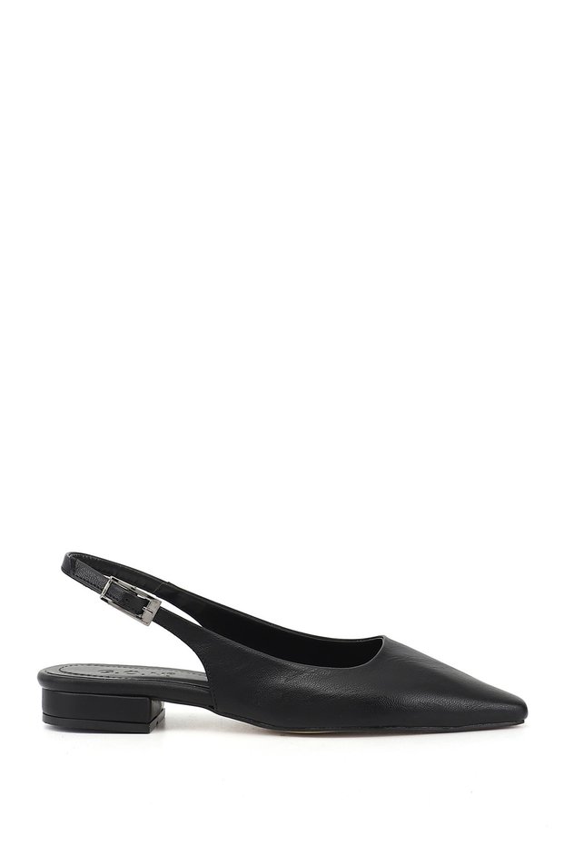 Women's Black Blunt Toe Open Back Shoes
