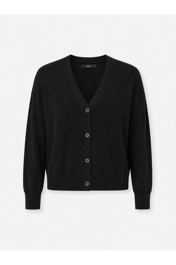 Kadın Siyah Slim Fit Basic Hırka