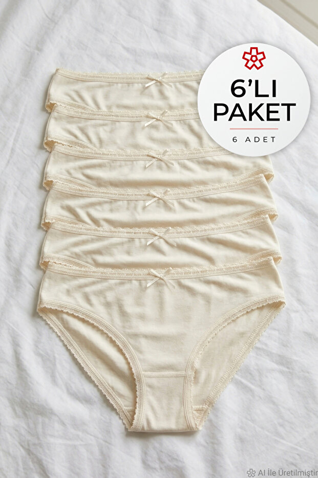 Bamboo Lace Bikini Women's Panties Ecru Pack of 6