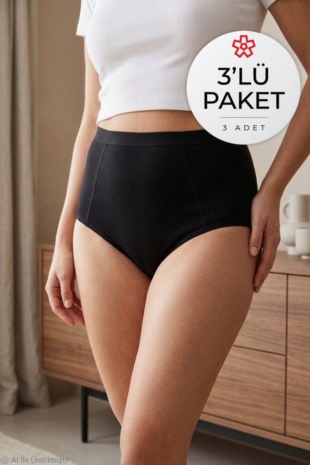 Modal Toparlayıcı Women's Panties Black 3-Pack