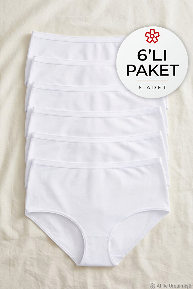 Lycra Non-Marking Bato Women's High Waist Panties White 6-Pack