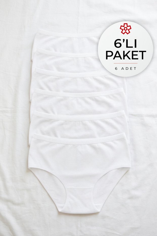 Modal Ribana Bato Women's High Waist Panties White 6-Pack