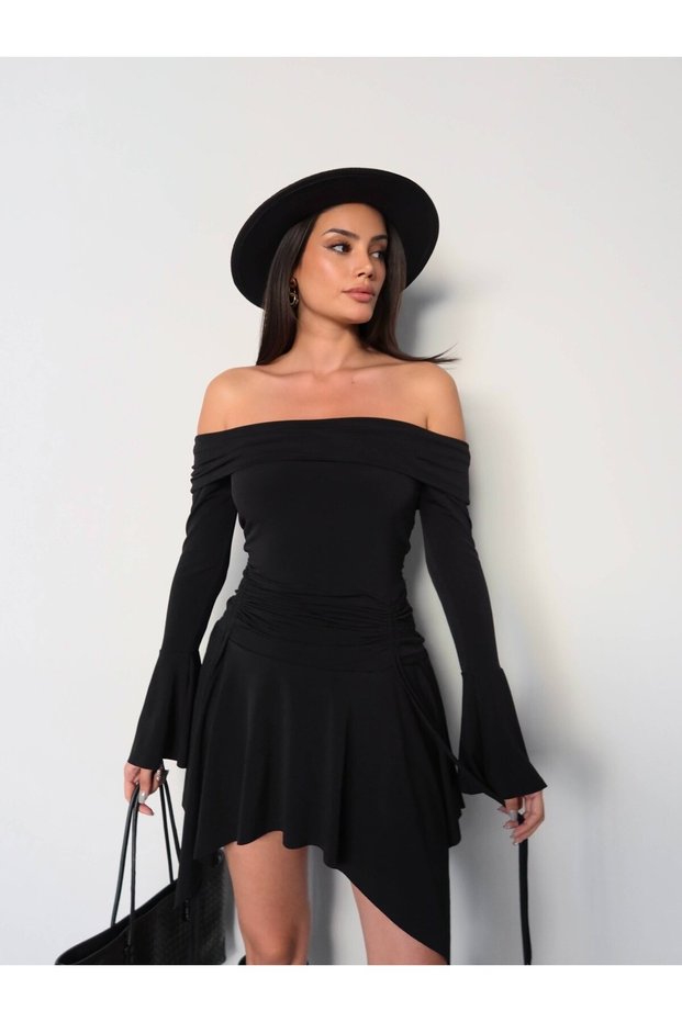 Off-The-Shoulder Asymmetrical Mini Dress E.H Collection