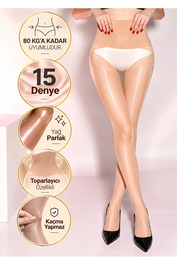 Ece's Women's 15 Denier Oil Shiny Pantyhose 8407