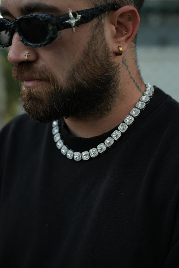 Kare Taşlı Chain Kolye